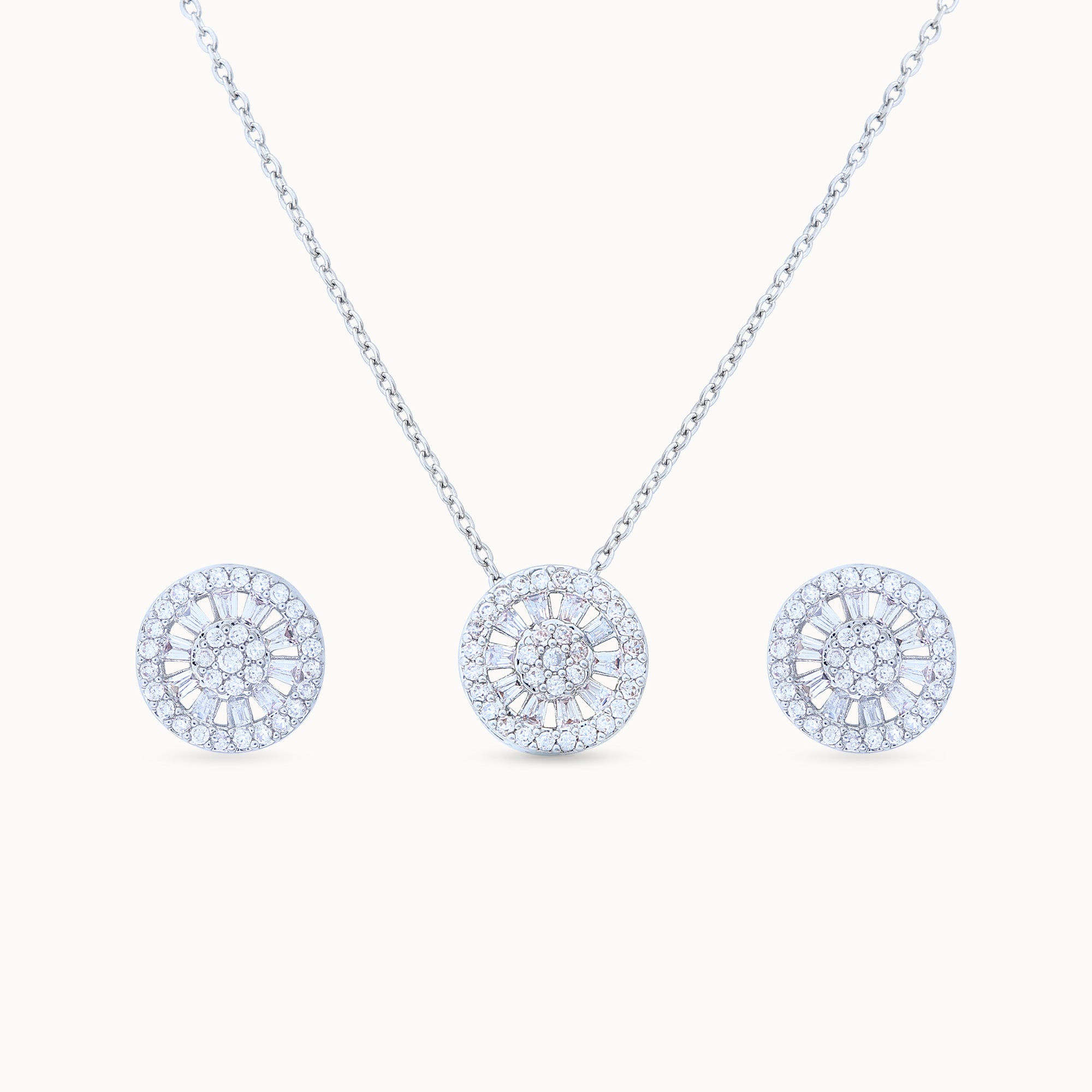 Product image Twilight Circle Platinum Plated Jewelry Set with pendant and necklace in a circular design