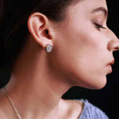 Close-up of the Twilight Circle platinum plated necklace with matching pendant