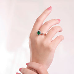 Emerald Shine 18K gold-plated ring with a bold centerpiece and delicate accents