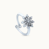 Elegant platinum-plated snowflake ring with intricate details