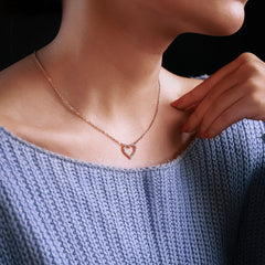Eternal Love Heart Pendant Necklace in 18K Gold Plated Finish with Chain