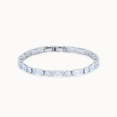 Platinum-plated bracelet with a round and rectangular accent