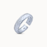 Product Close up Minimalist platinum-plated adjustable ring with an elegant, modern design