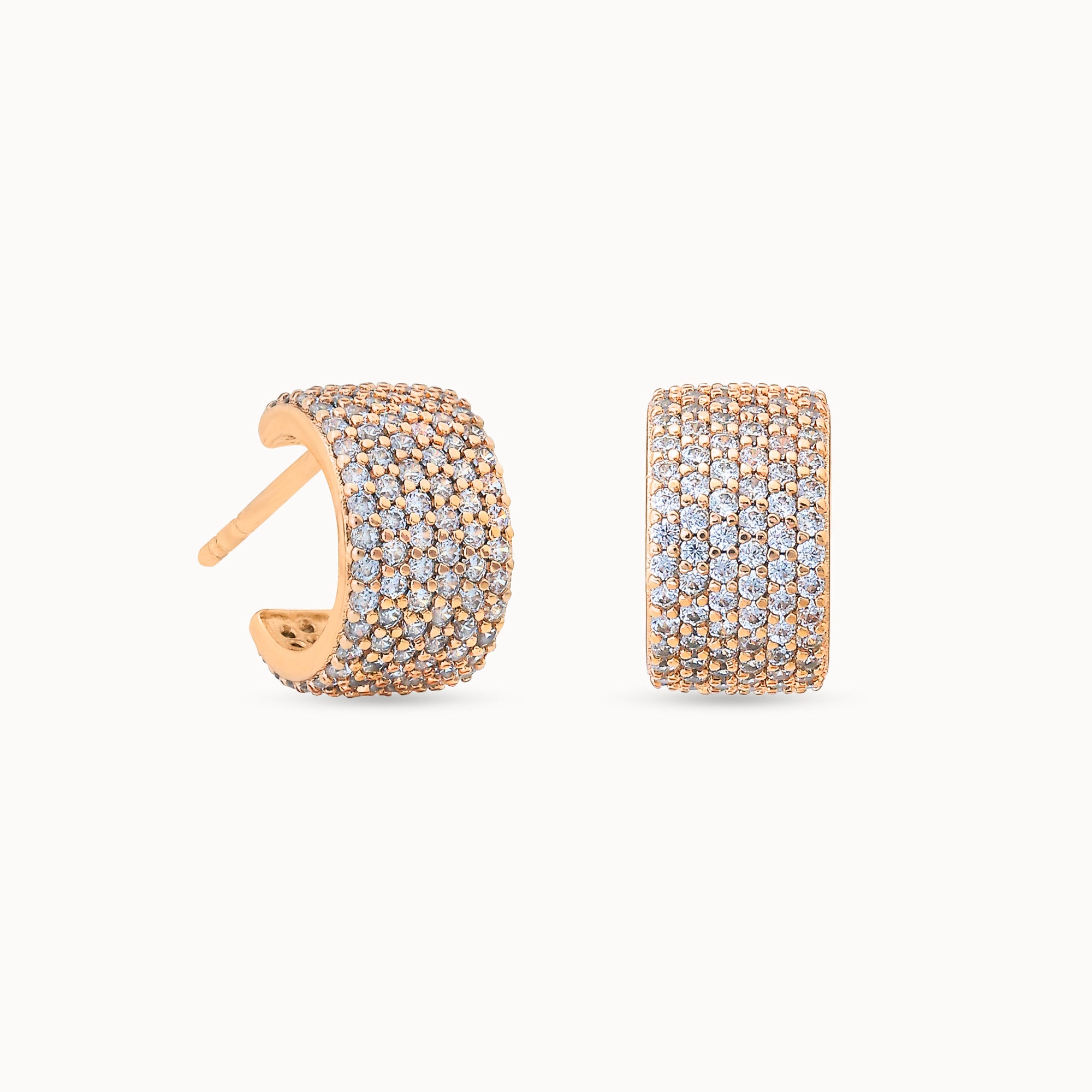 Product Close up of Radiance Loop 18K Gold Plated Earrings with Sparkling Zirconia Stones