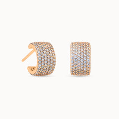 Product Close up of Radiance Loop 18K Gold Plated Earrings with Sparkling Zirconia Stones