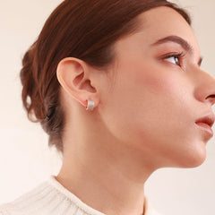 Radiance Loop 18K Gold Plated Earrings with Sparkling Zirconia Stones