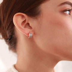 Close up of Radiance Loop 18K Gold Plated Earrings with Sparkling Zirconia Stones