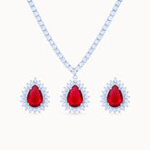 Product image Ruby Allure Platinum Plated Jewelry Set with drop pendant, earrings, and necklace