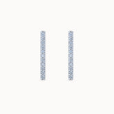 Product closeup Sleek Radiance Platinum Plated Stud Earrings – Elegant Linear Design with Zirconia Accents