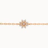 18k gold plated bracelet with snowflake radiance design close up