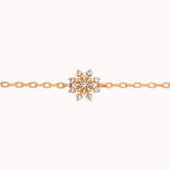 18k gold plated bracelet with snowflake radiance design close up
