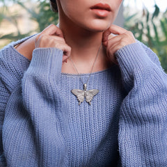 Sparkling Butterfly Platinum Plated Pendant – No Chain