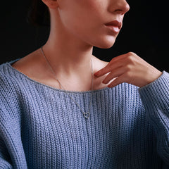 Timeless Elegance Heart Pendant Necklace in Platinum Plated Finish with Chain