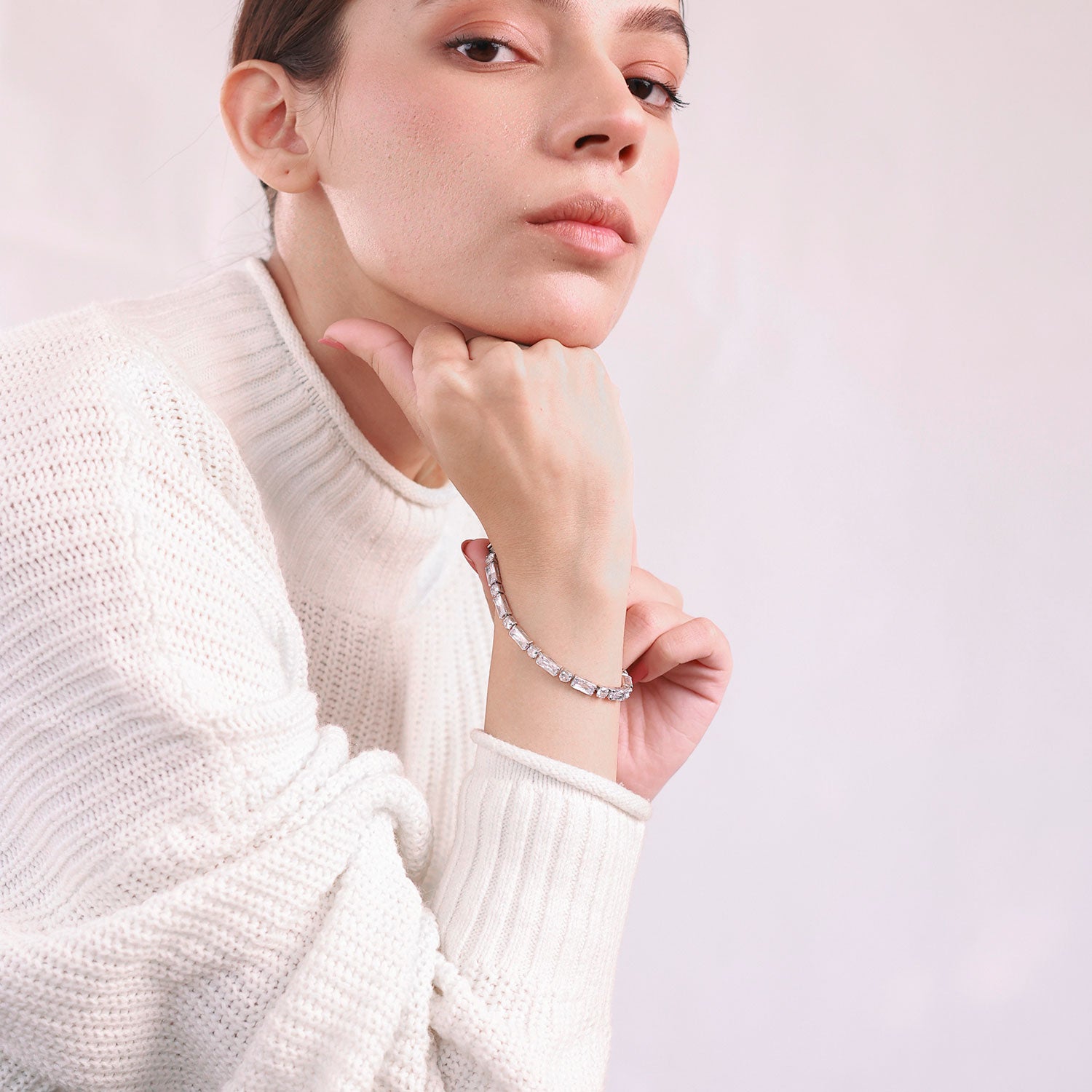 Elegant platinum-plated bracelet on wrist