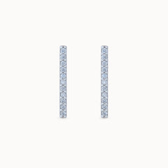 Product closeup Sleek Radiance Platinum Plated Stud Earrings – Elegant Linear Design with Zirconia Accents