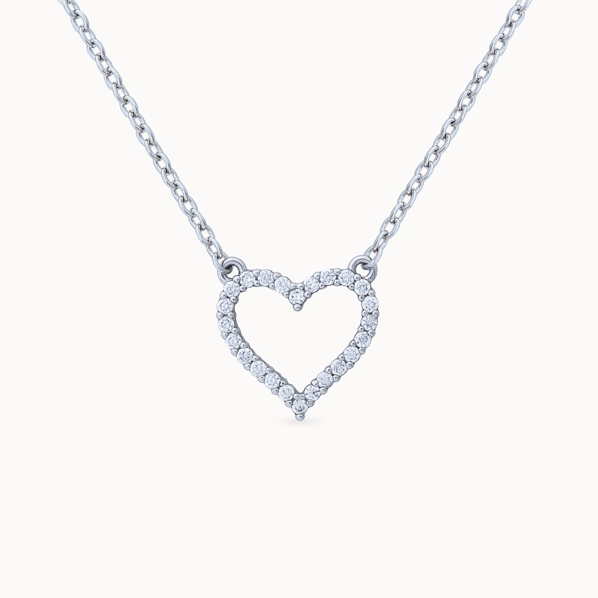 Close-up product image of Timeless Elegance Heart Pendant Necklace in Platinum Plated Finish with Chain