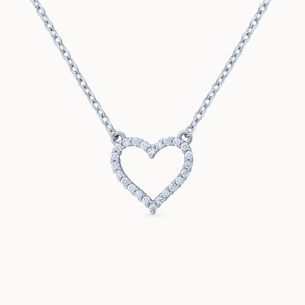 Close-up product image of Timeless Elegance Heart Pendant Necklace in Platinum Plated Finish with Chain