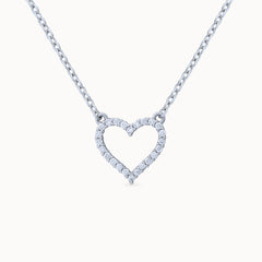 Close-up product image of Timeless Elegance Heart Pendant Necklace in Platinum Plated Finish with Chain