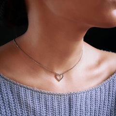 Timeless Elegance Heart Pendant Necklace in Platinum Plated Finish with Chain